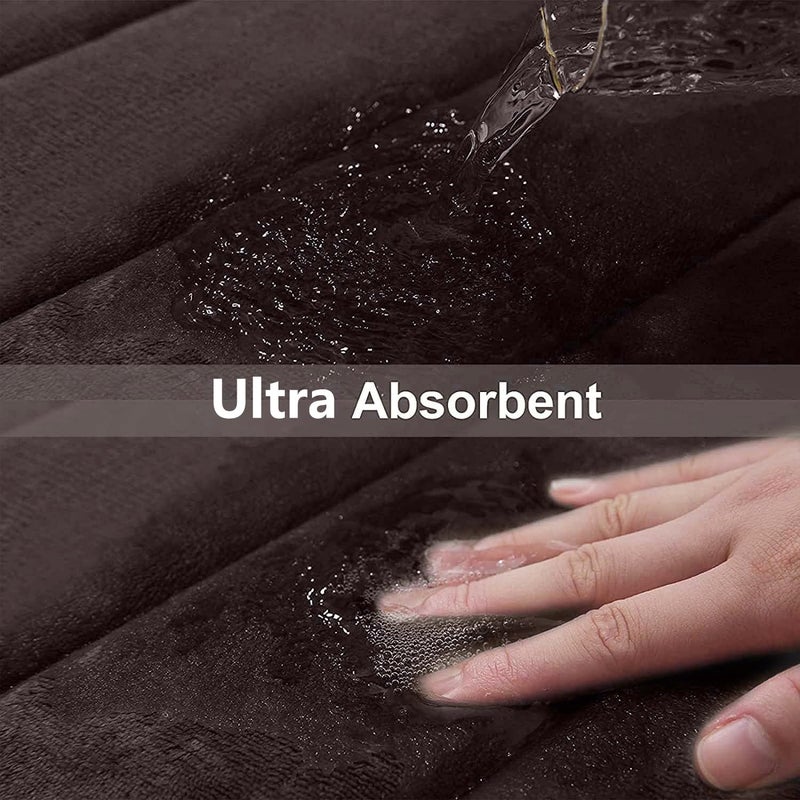 Buganda Memory Foam U-Shaped Contour Toilet Rugs, Non Slip Absorbent, Thick Soft Washable Bathroom Mat, Floor Carpet Bath Rugs Mat for Toilet Base (24" x 20", Brown) - Image 5